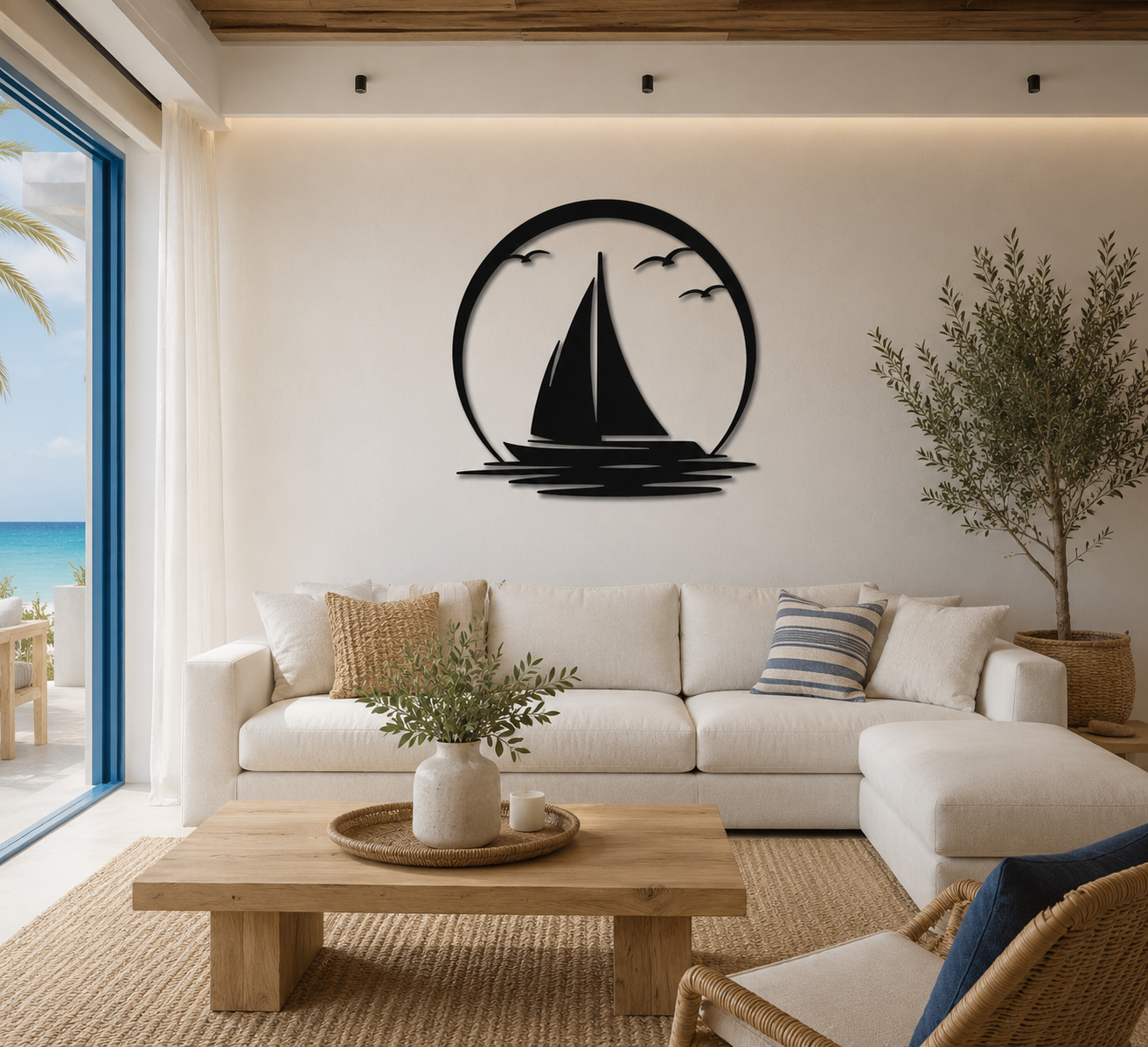 Sailboat Horizon Metal Wall Art