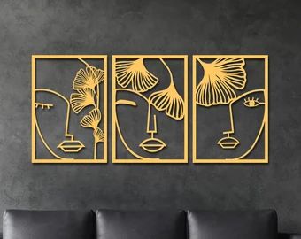 Golden  Botanical Faces Set