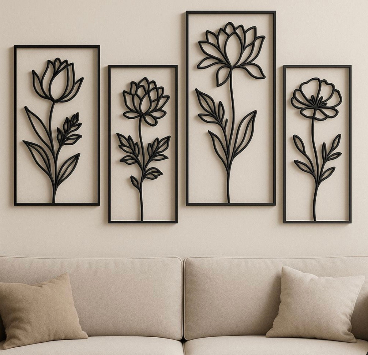 Floral Metal Wall Art Set