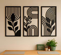 Modern Botanical Geometry Metal Wall Art Set