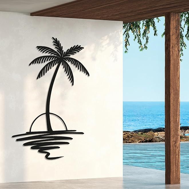Tropical Palm Sunset Metal Wall Art