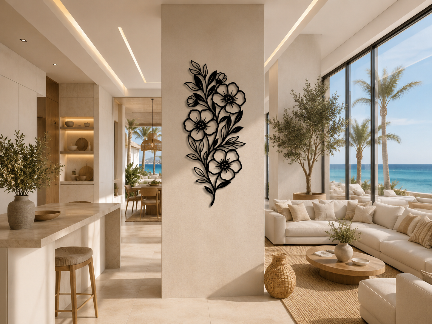 Elegant Floral Metal Wall Art