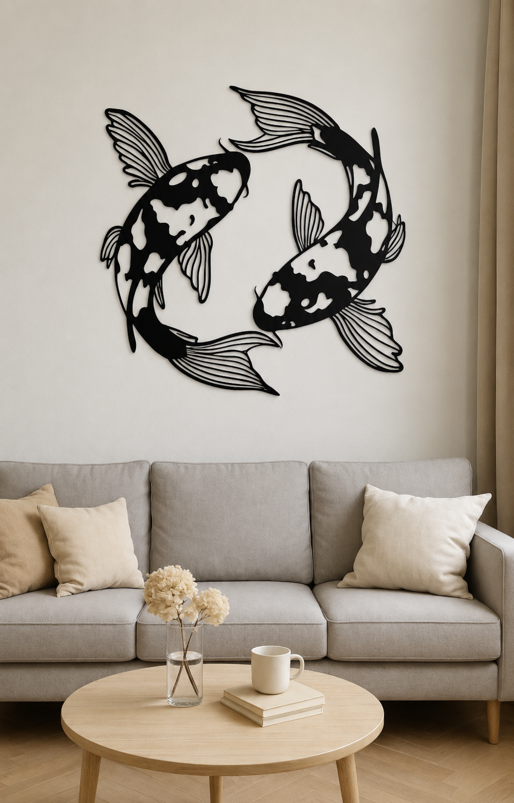 Yin & Yang Fish Metal Wall Art