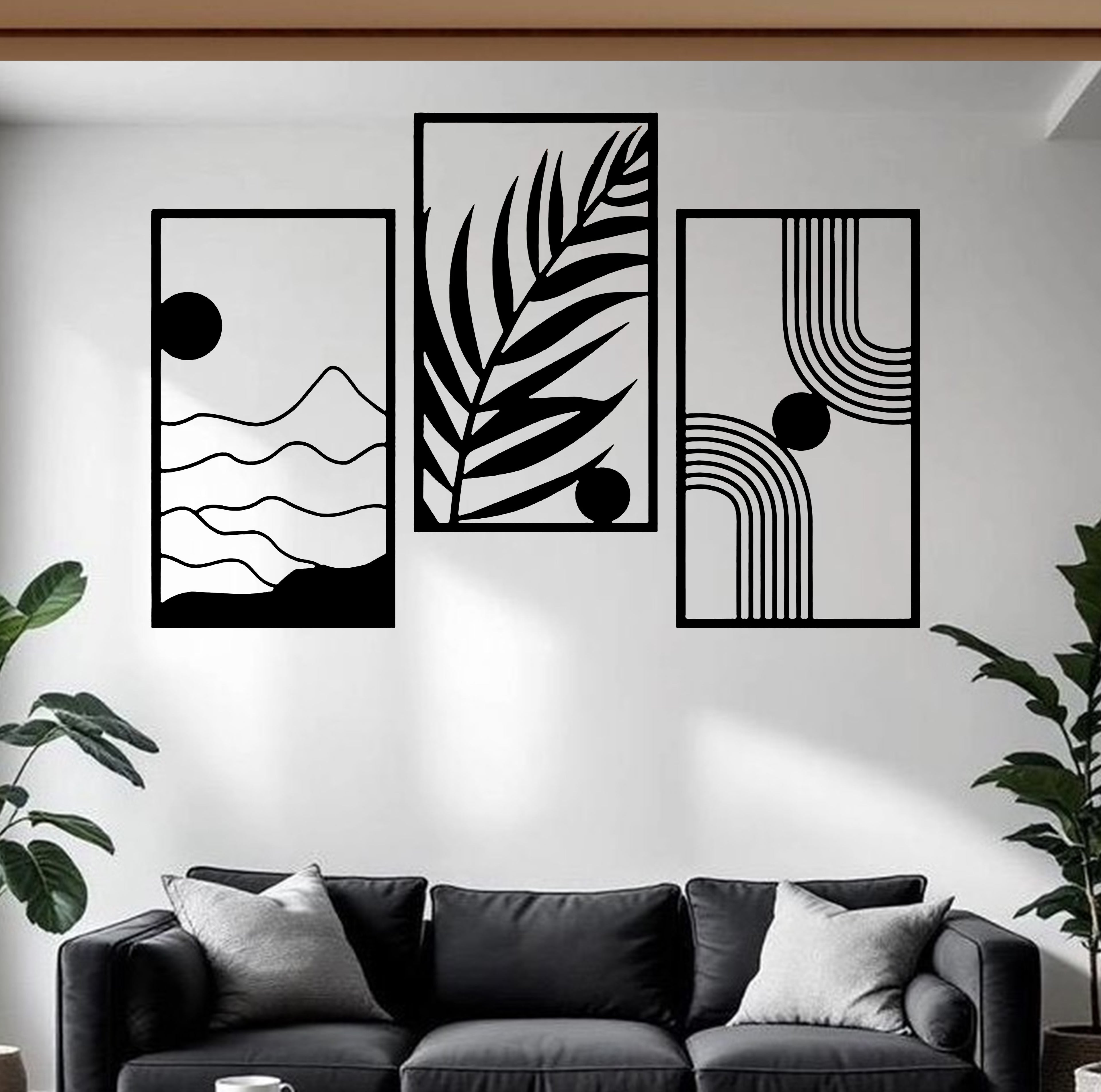 Abstract Nature &amp; Geometry Triptych Set