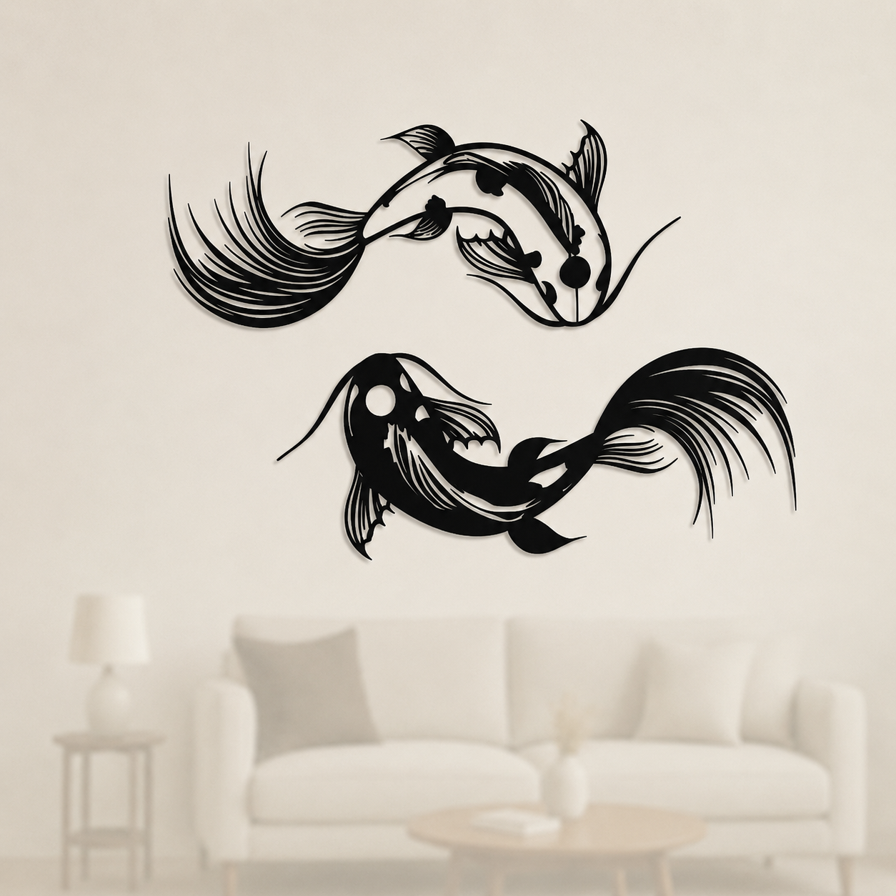 Modern Twin Fish Metal Wall Art