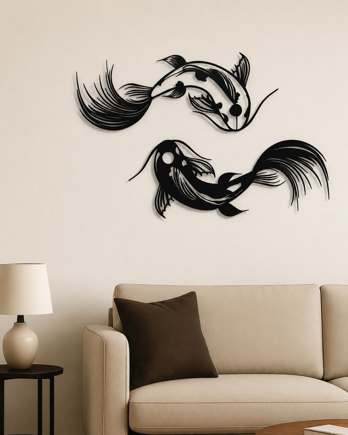 Modern Twin Fish Metal Wall Art